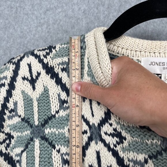 Vintage Jones New York Chunky 3D Knit Sweater Size M White Blue Crosby Dad 90s - Picture 6 of 9